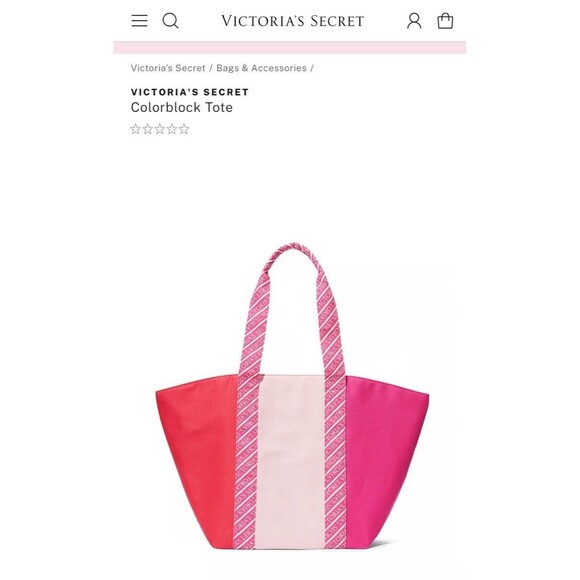 Victoria’s Secret NWT $49.95 Colorblock Canvas Tote Women’s - Picture 2 of 10